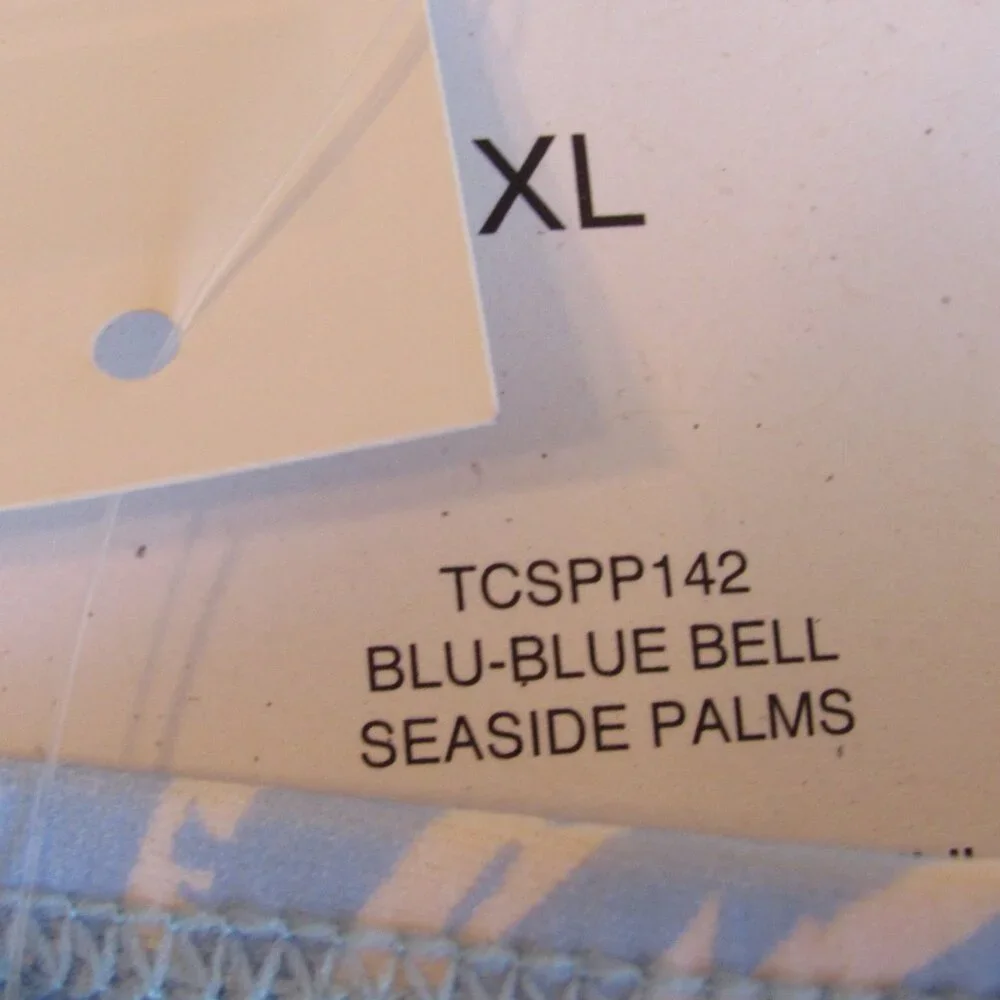 True Craft Blue Bell Seaside Palms Blue/White Swimsuit Bottoms Size XL NWT